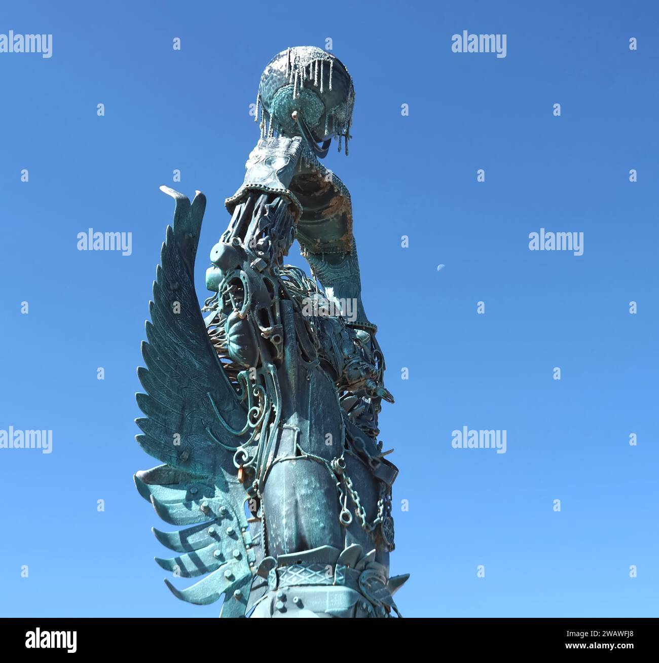 Iron archangel statue by Aureliano Aguiar in vila nova de Milfontes in Portugal Stock Photo