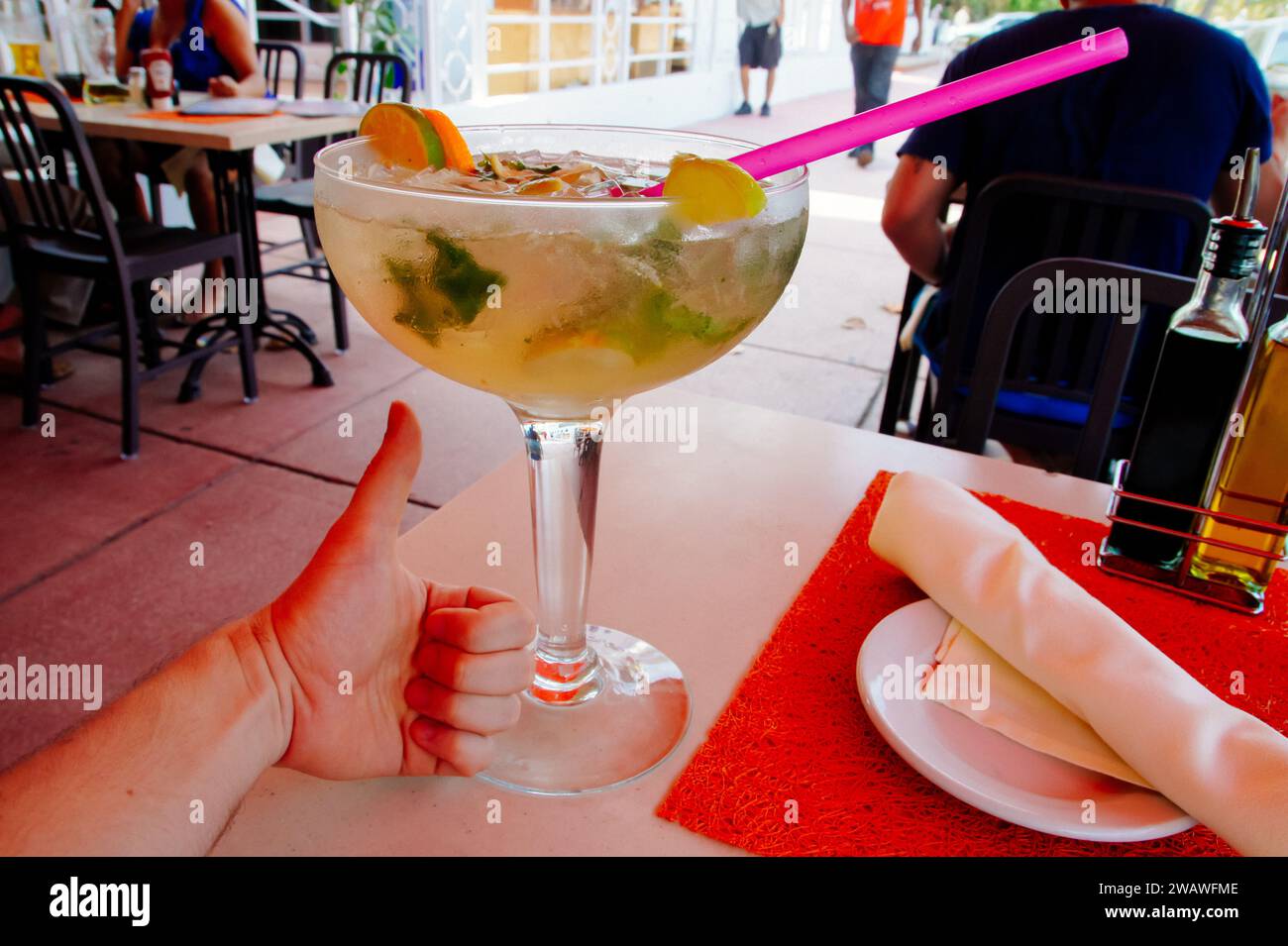 Explore a visual feast of cocktails and culinary delights with vibrant images from various establishments. From classic favorites to creative concocti Stock Photo