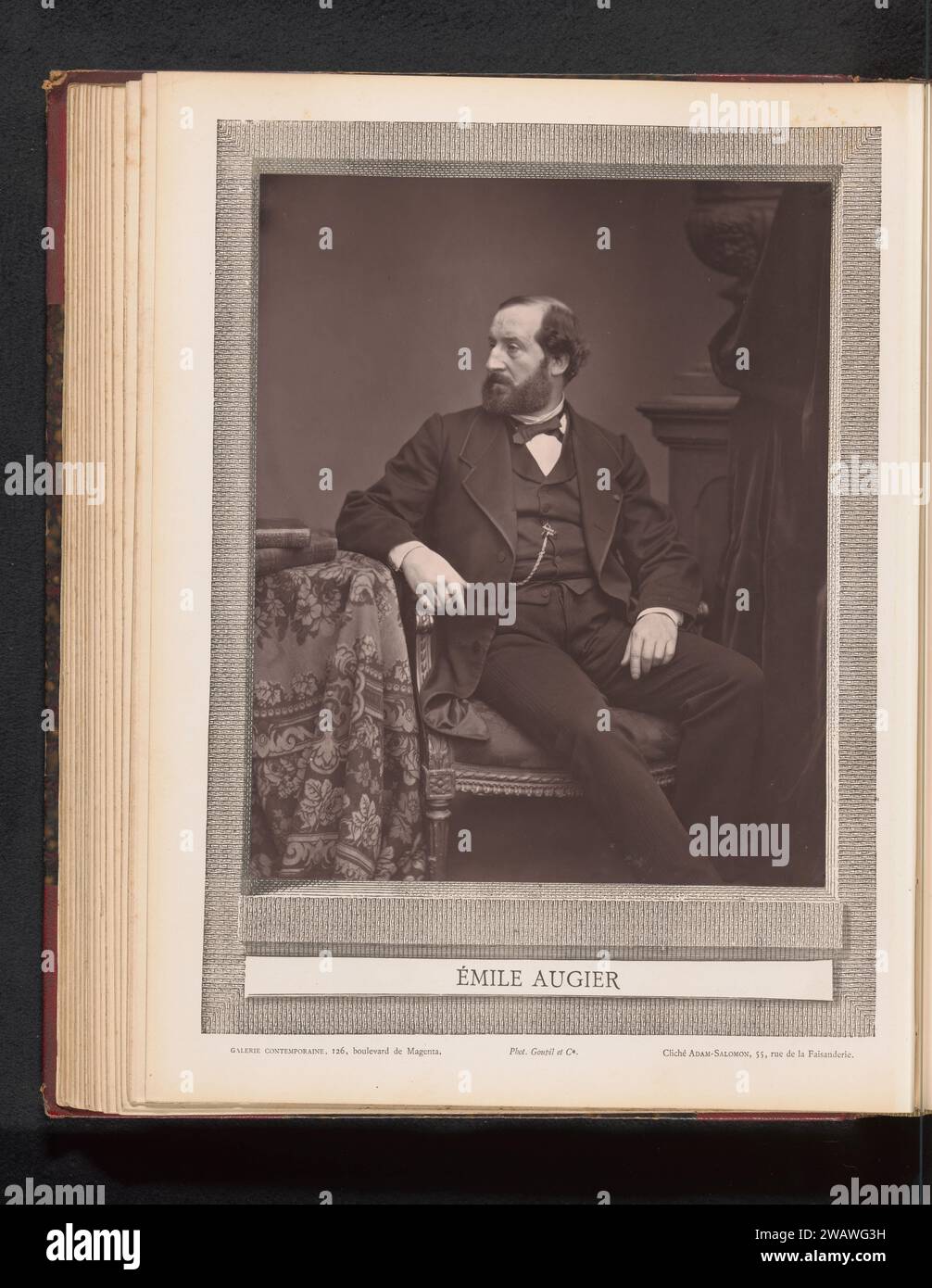 Portret van Émile Augier, Antoine-Samuel Adam-Salomon, c. 1871 - in or before 1876 photomechanical print   paper  historical persons. adult man Stock Photo