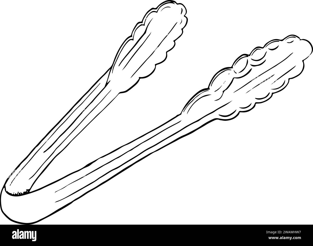 Simple vector steel tongs for ice, grilled meat, cake, pastry and