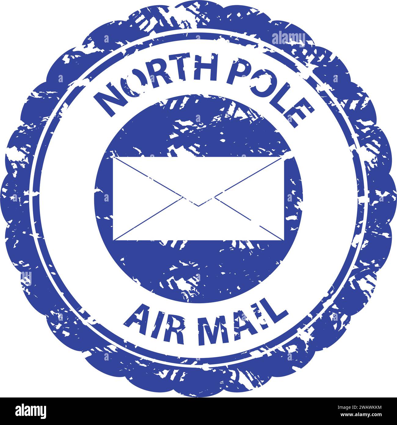 North Pole Air Mail Rubber Stamp Santa Delivery Vector Of Christmas