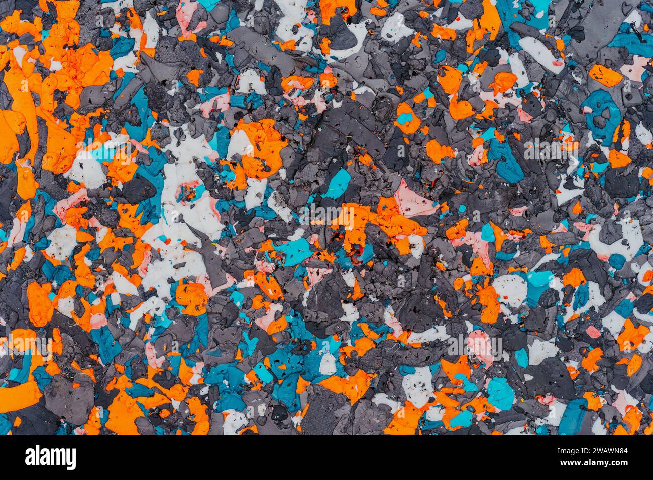 Colorful background made of Styrofoam or foam plastic orange, blue white and black colors together Stock Photo