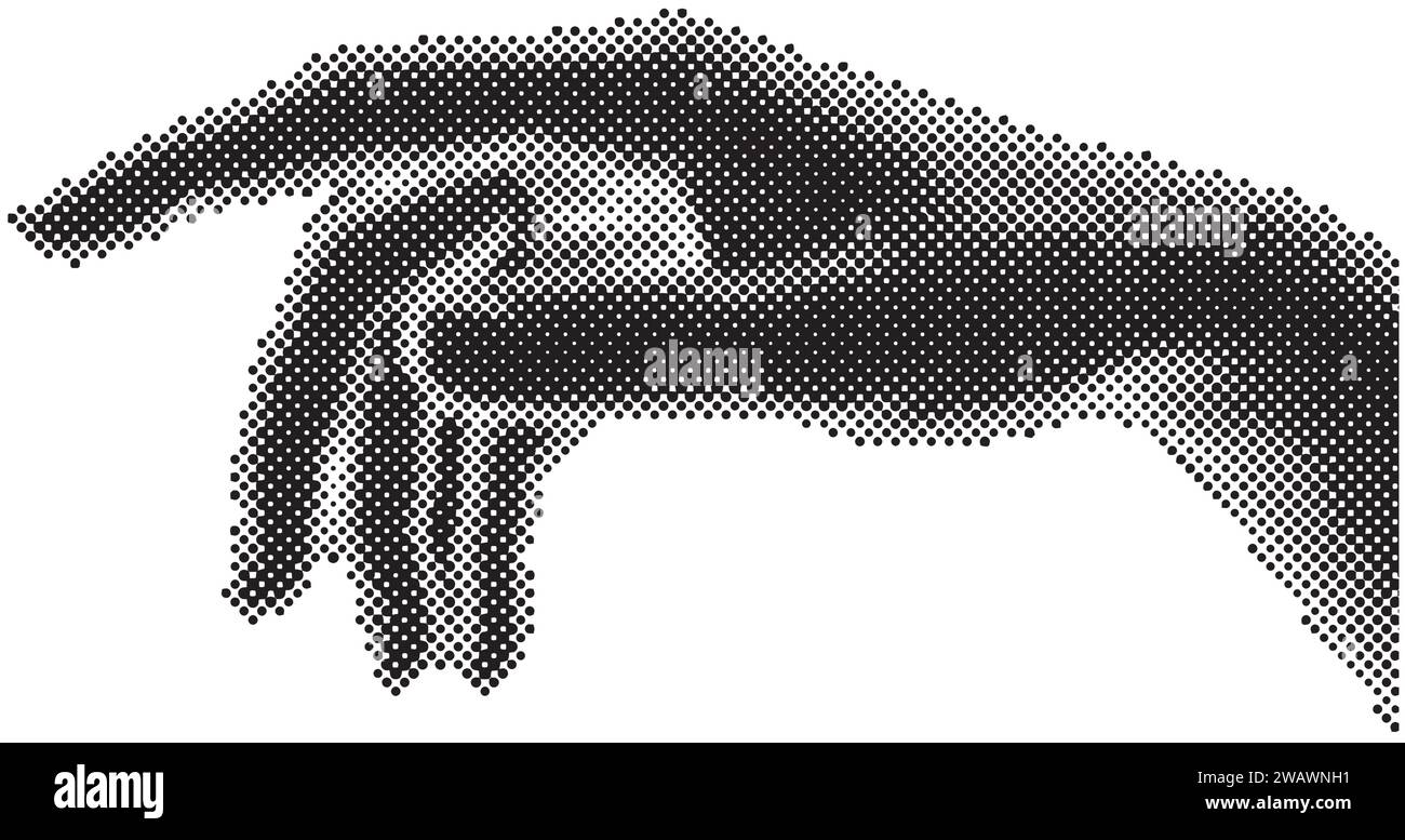 Various gestures of female fingers. Halftone effect, magazine collage ...