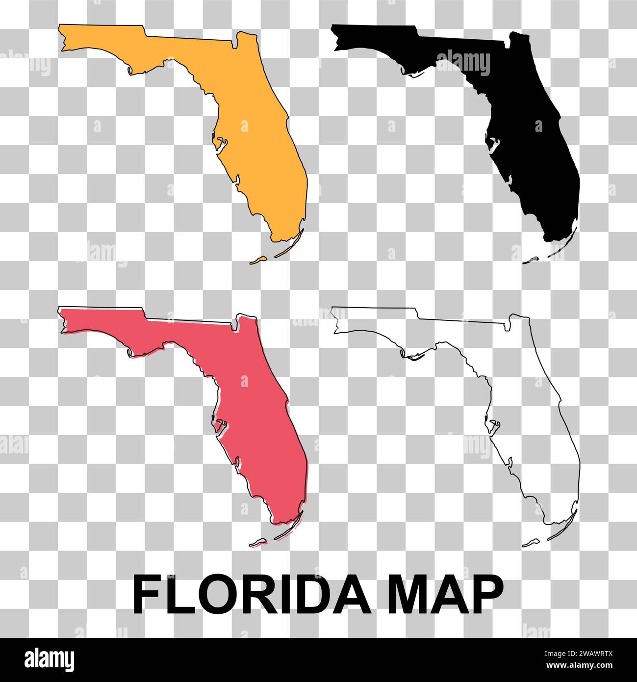 Set of Florida map united states - Set Of Florida Map United States Of America Flat Concept Icon Vector Illustration 2WAWRTX 