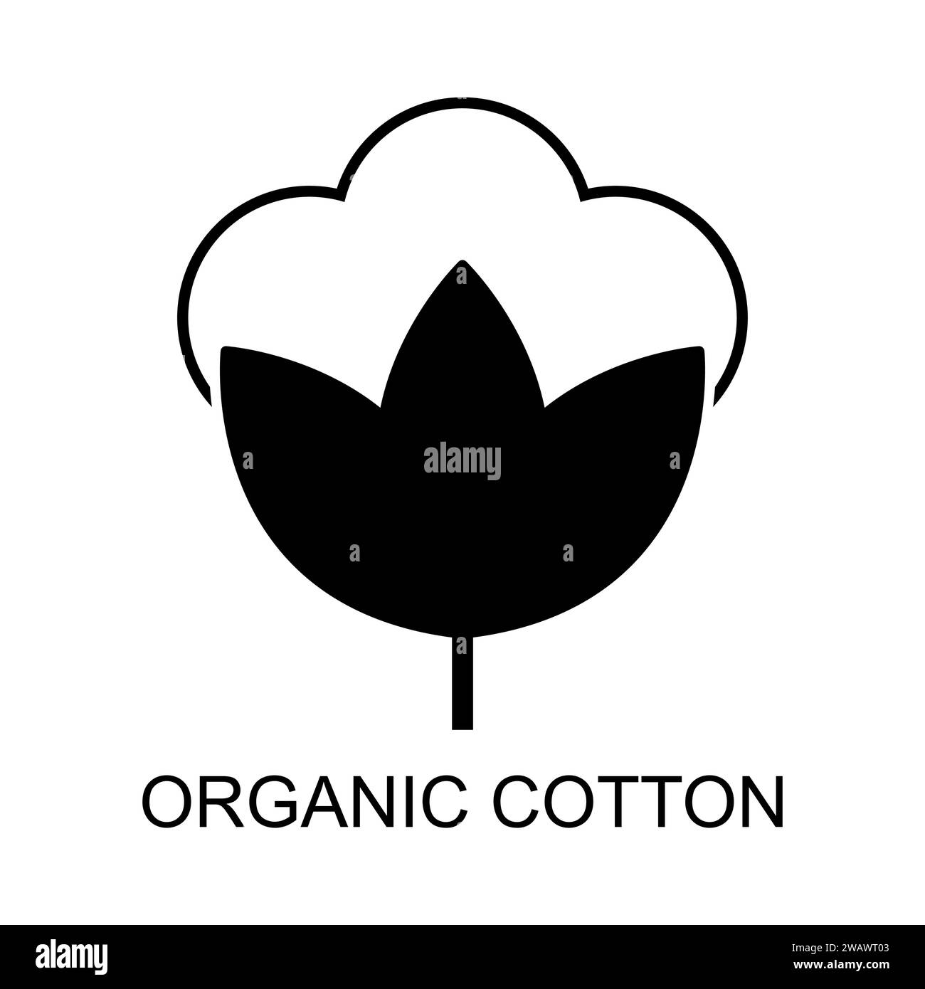 100% cotton icon. black and white vector label of 100% organic