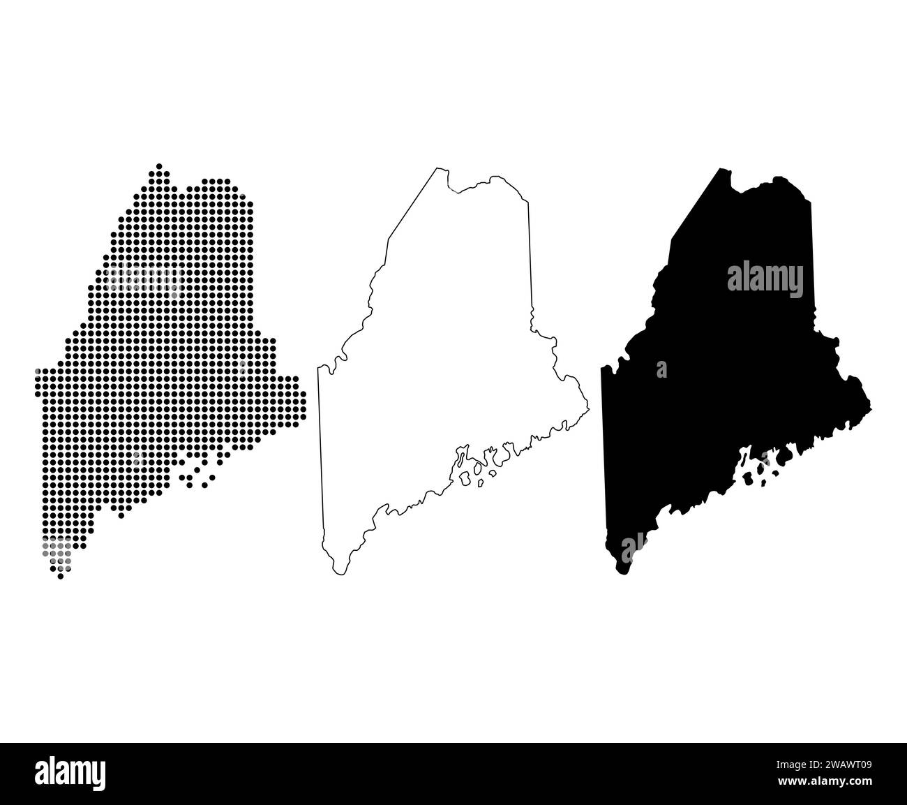 Set of Maine map, united states of america. Flat concept icon vector