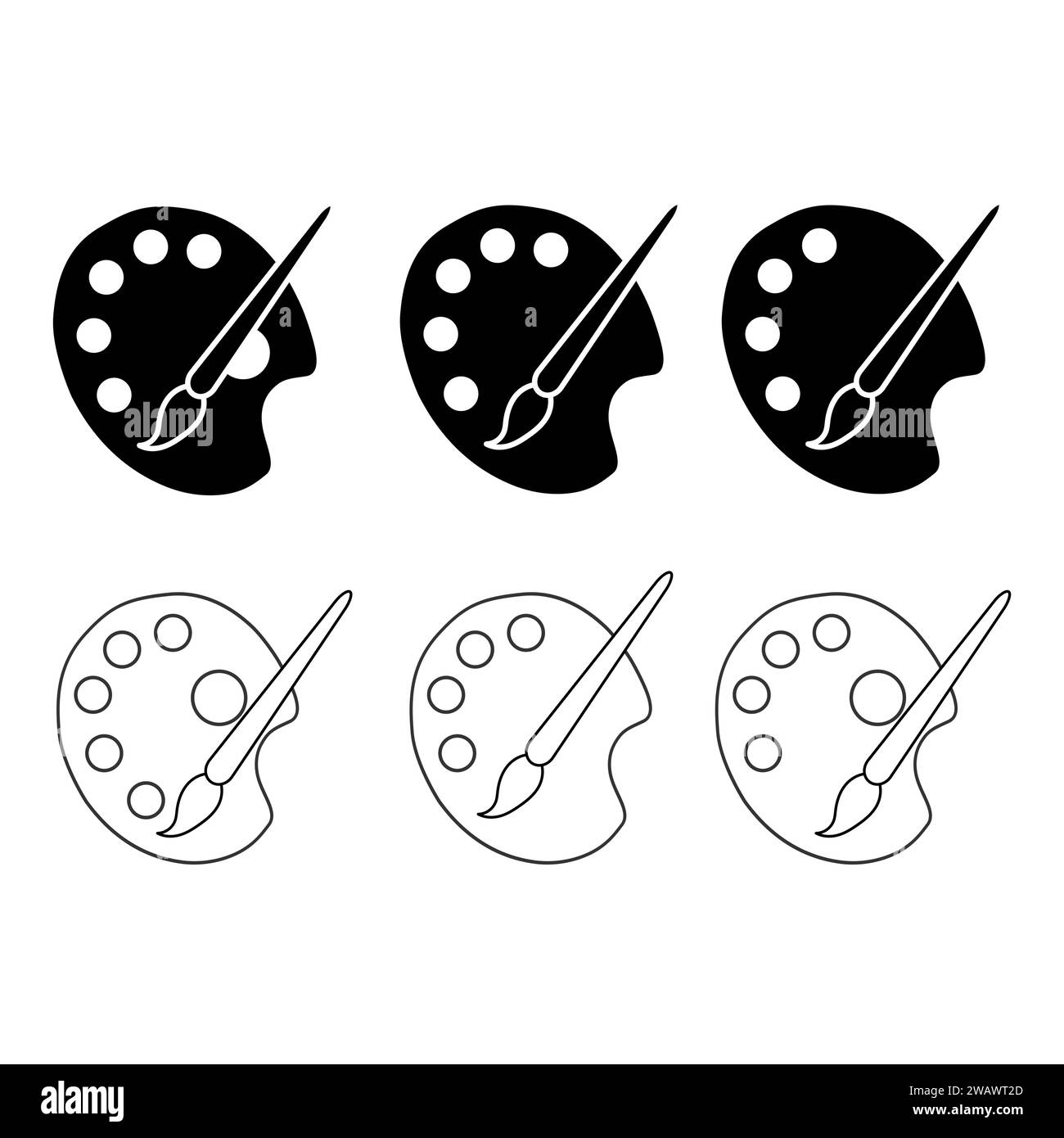 Set of Flat art tool palette paints color, artist web design graphic