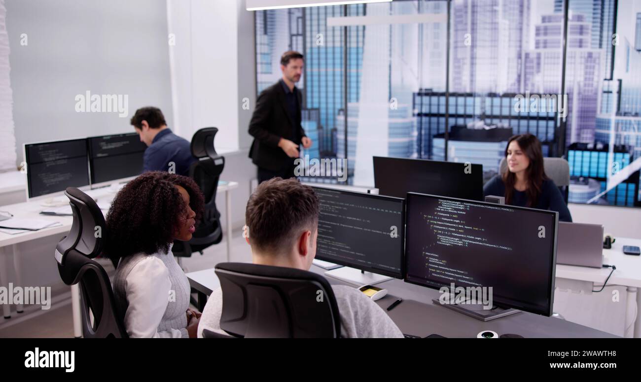 Business Team Working On Computer. Software App Development Stock Photo