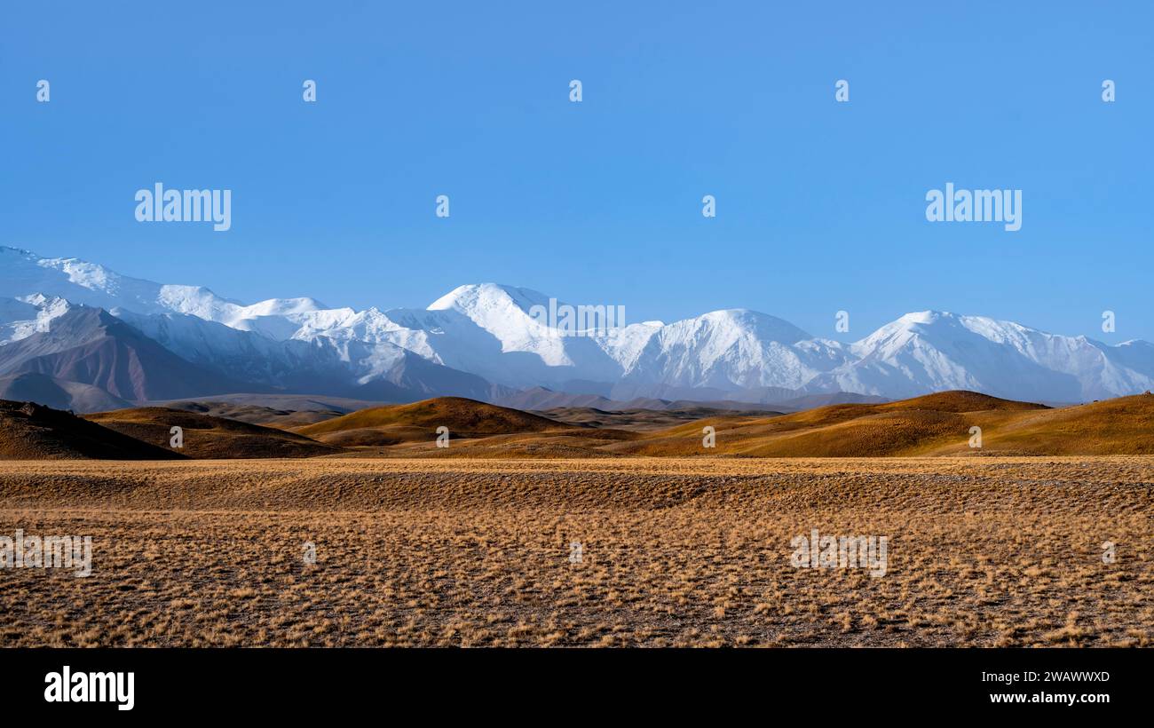 Snow-capped mountains, Pamir Mountains, high mountains, Transalai Range, Alay District, Kyrgyzstan Stock Photo