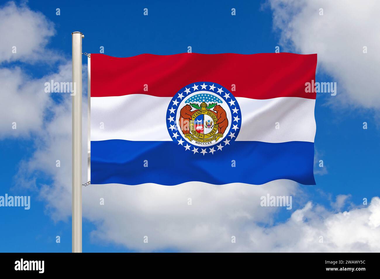 The flag of Missouri, state, USA, studio Stock Photo