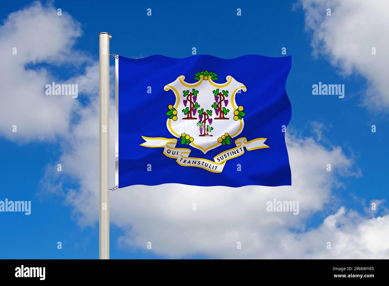 The flag of Connecticut, USA, Studio Stock Photo
