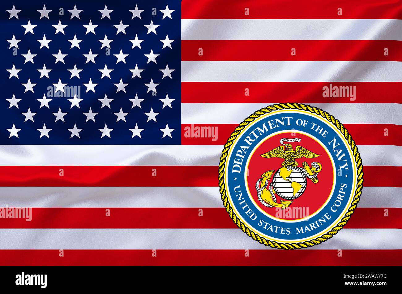 The flag of the USA with the coat of arms of the NAVY, Studio Stock ...