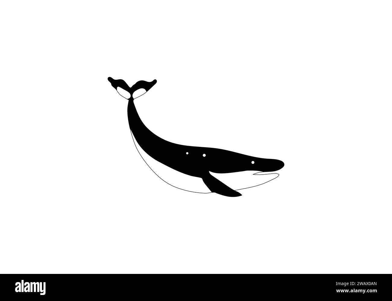 Blue Whale minimal style illustration design Stock Vector