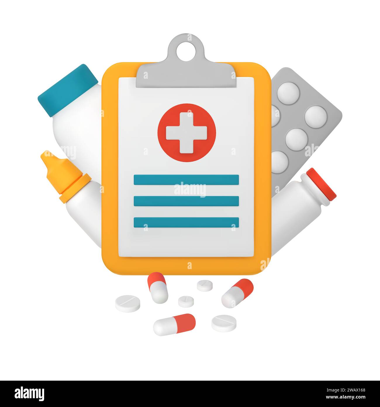 Medical card, clipboard. Medicines, capsules, tablets. Medical