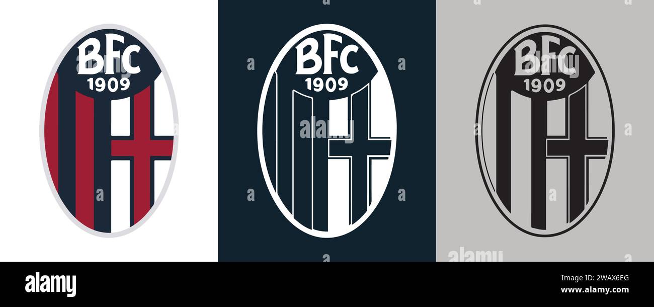 Bologna FC 1909 Color Black and White 3 Style Logo Italian professional