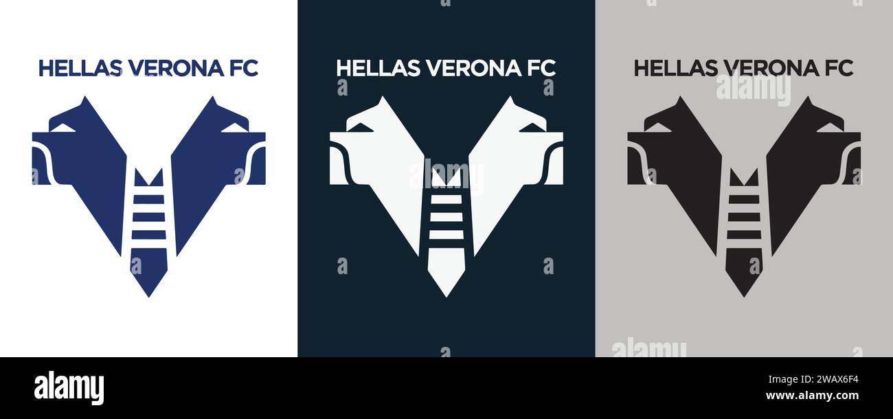Hellas Verona FC Color Black and White 3 Style Logo Italian professional football club, Vector Illustration Abstract Editable image Stock Vector