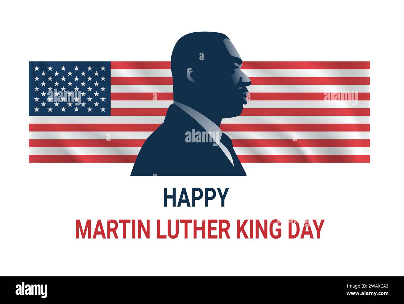 Martin Luther King Jr. Day black man and USA flag MLK banner horizontal ...