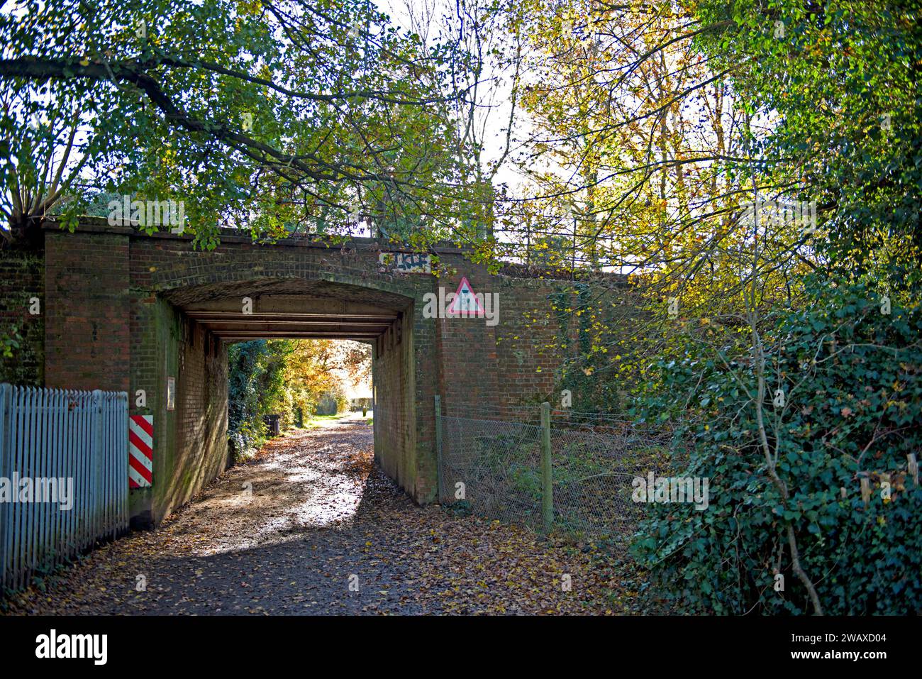 The pedestrian walkway underneath the Tonbridge to Redhill railway line ...