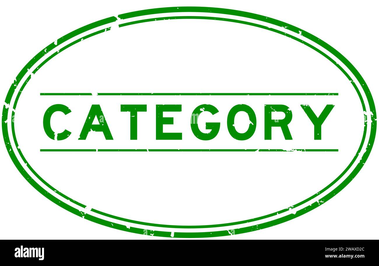 Grunge green category word oval rubber seal stamp on white background ...