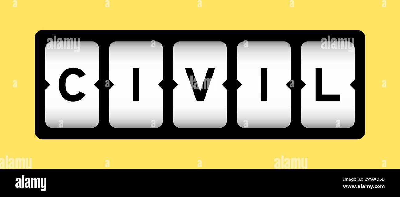 Black color in word civil on slot banner with yellow color background ...