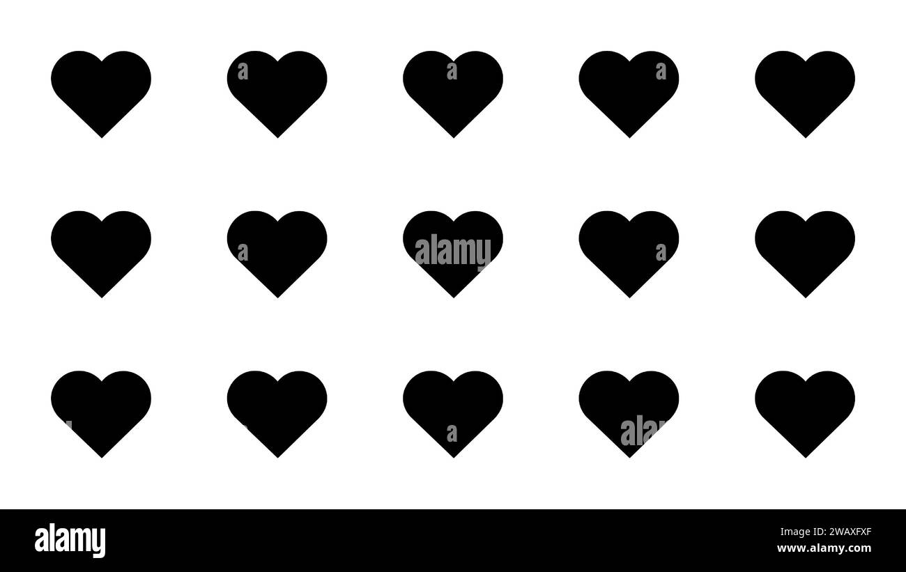Collection of Love Heart Symbol Icons . Love Illustration Set with Solid and Outline Vector