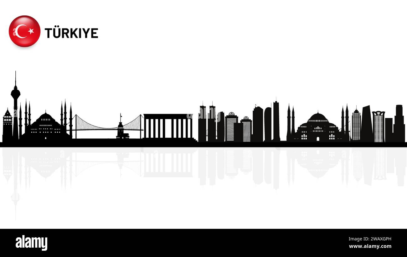 Türkiye skyline, Türkiye cityscape, Türkiye skyscraper buildings vector silhouette. vector illustrator Stock Vector