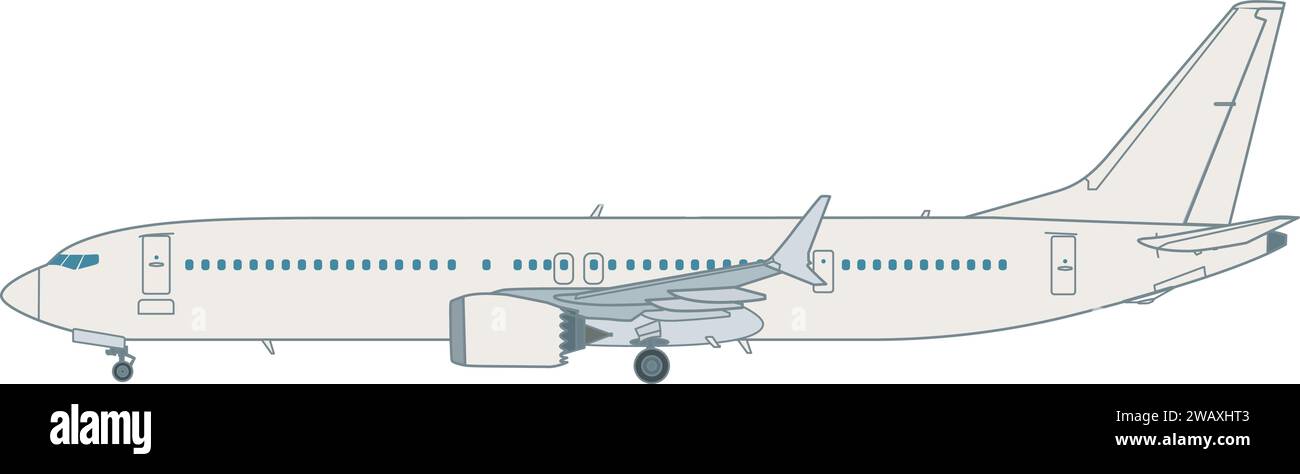 Zweistrahliges Passagierflugzeug Stock Vector