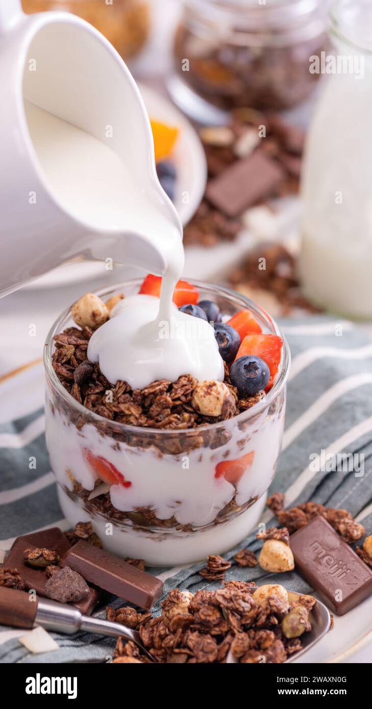 New pictures of oat grains taken with chocolate, high quality pictures Stock Photo