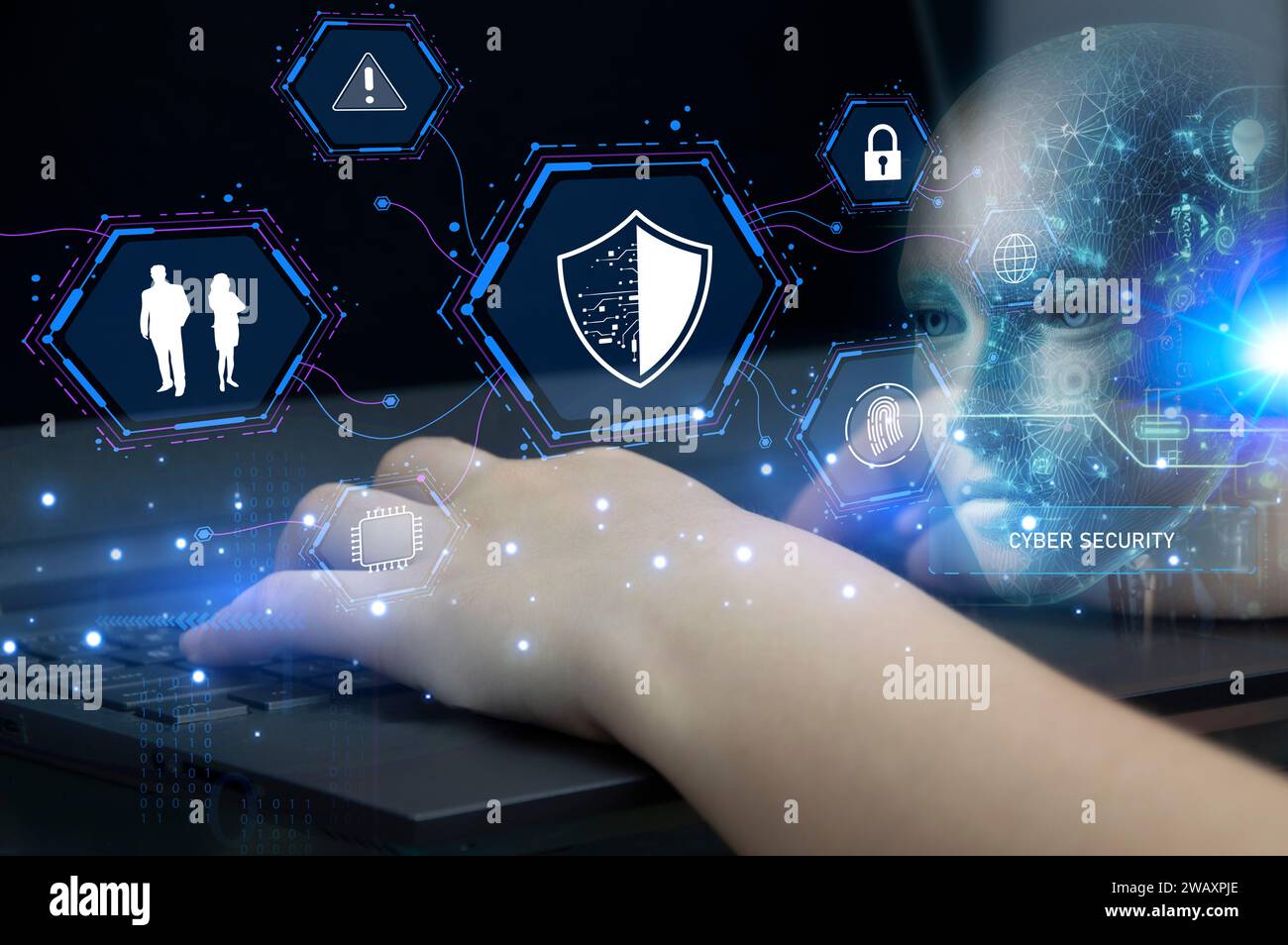 Digital shield icon binary code hi-res stock photography and images - Alamy
