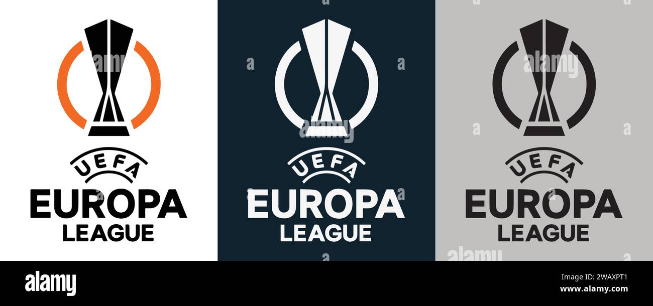 UEFA Europa League Color Black and White 3 Style Logo European professional football tournament, Vector Illustration Abstract Editable image Stock Vector