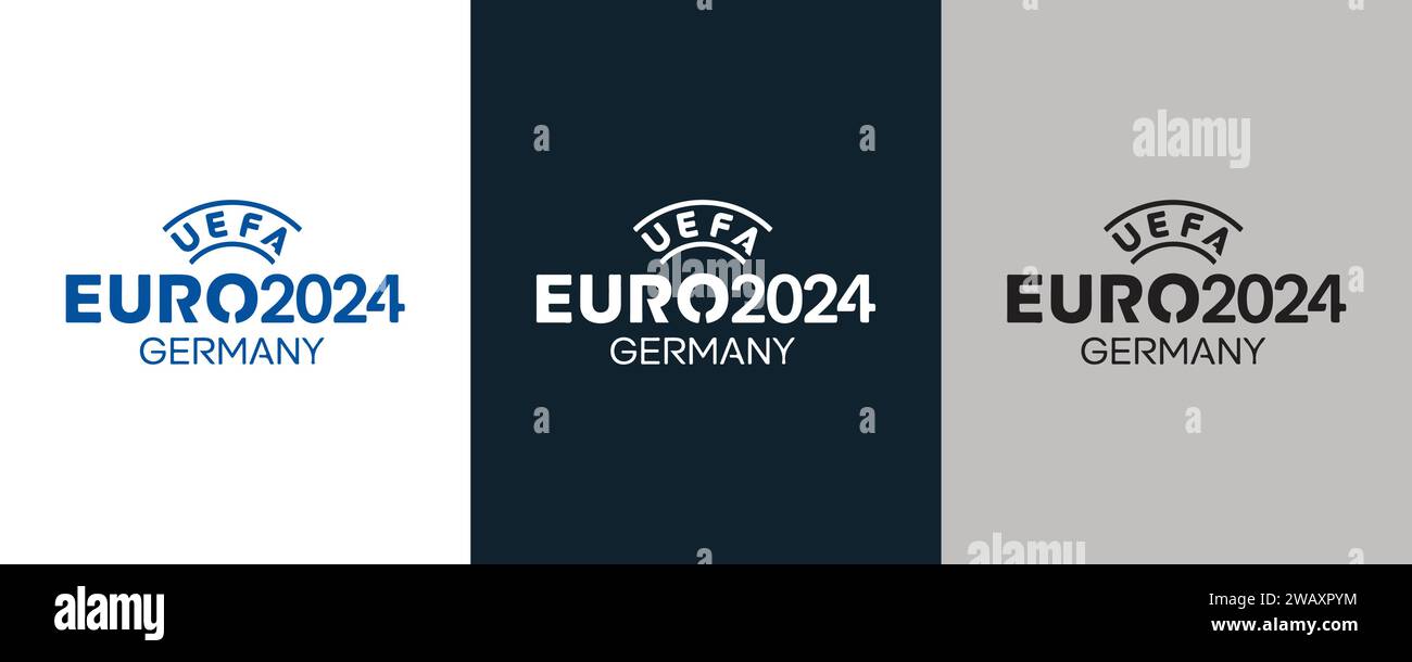 UEFA Euro 2024 Blue Black and White 3 Style Logo European professional football tournament, Vector Illustration Abstract Editable image Stock Vector
