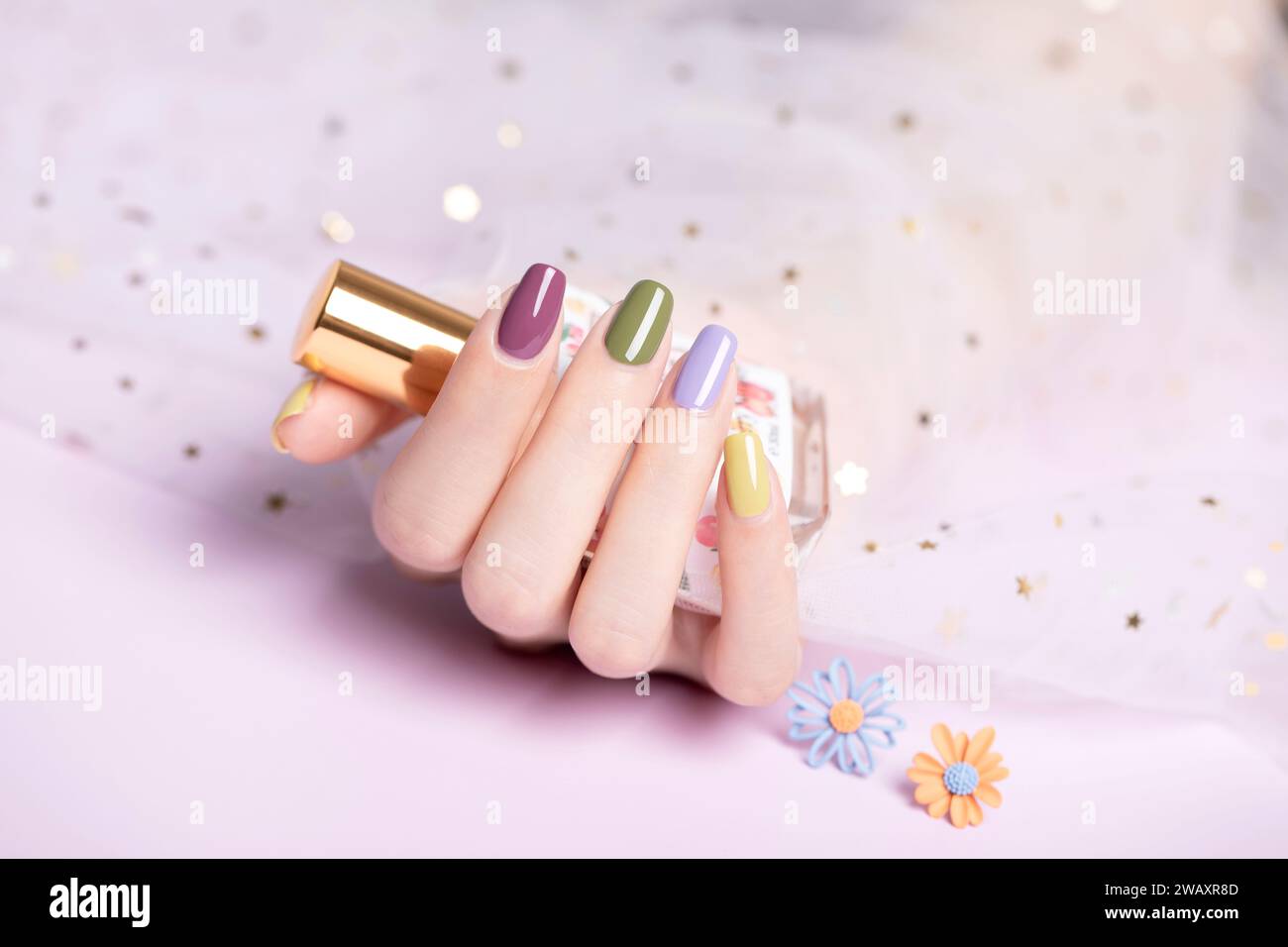 New images of nail beauty, nail care routine for healthy and happy nails, high quality images Stock Photo
