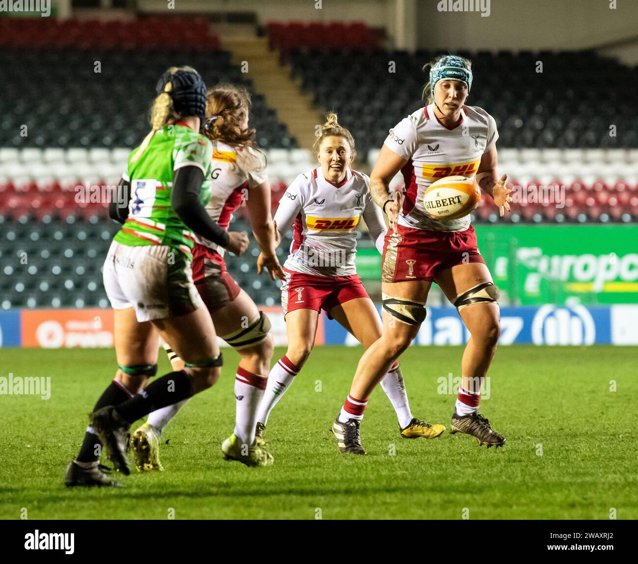Harlequins Danelle Lochner in action during the Leicester Tigers Women