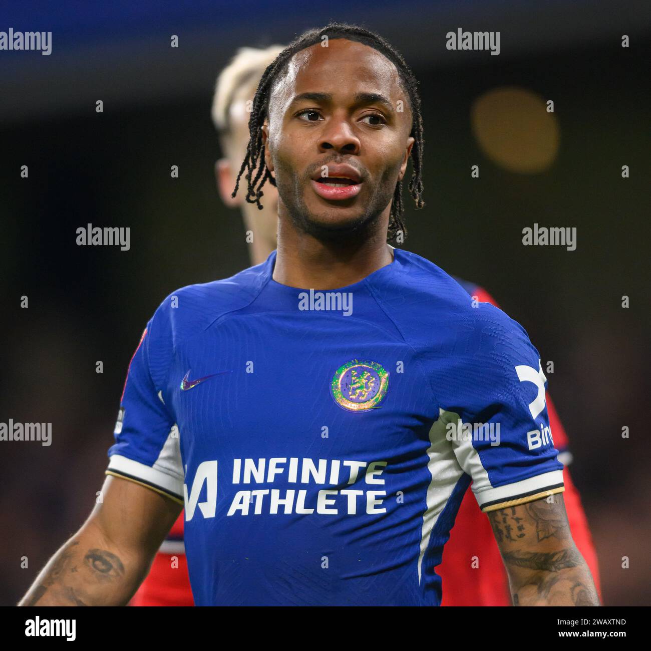 London, UK. 06th Jan, 2024  - Chelsea v Preston North End - FA Cup Round 3 - Stamford Bridge.                                                           Chelsea's Raheem Sterling in action.                                                 Picture Credit: Mark Pain/  Alamy Live News Stock Photo