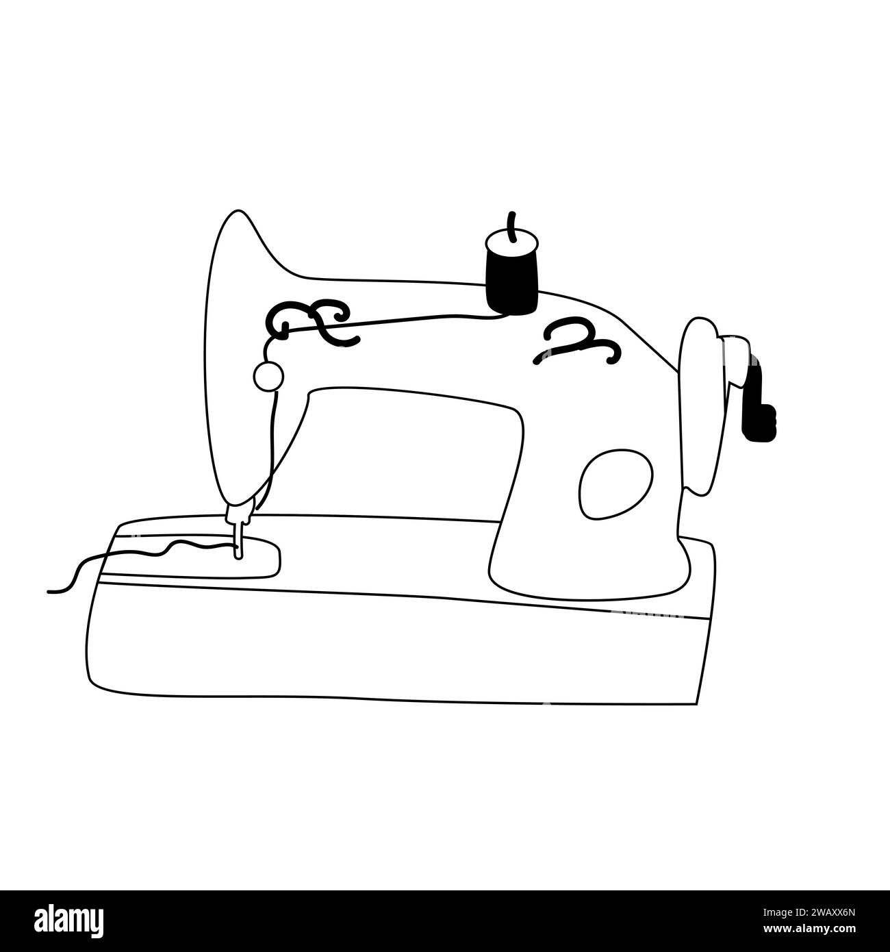Sewing machine sketch style Royalty Free Vector Image