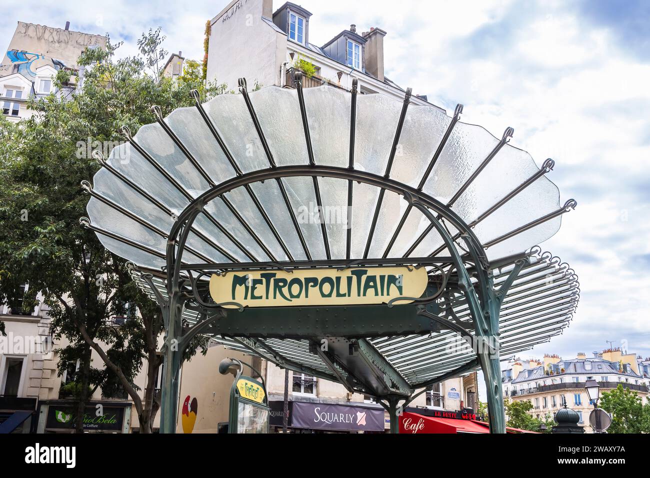 Metro entrance in Paris, France, Europe Stock Photo