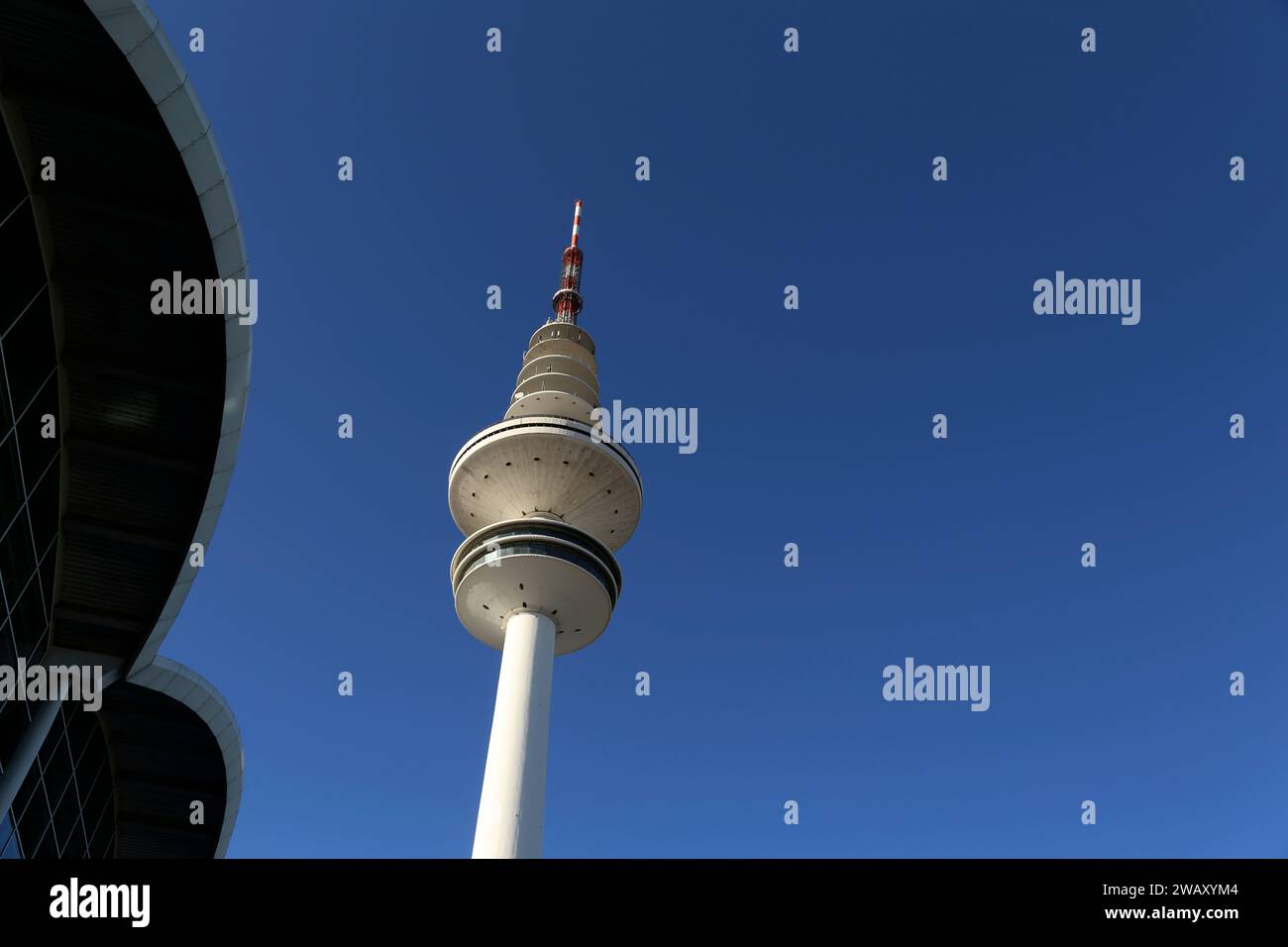 Hamburg, Germany - 21. April 2019: The television tower of Hamburg at the exhibition halls. Stock Photo
