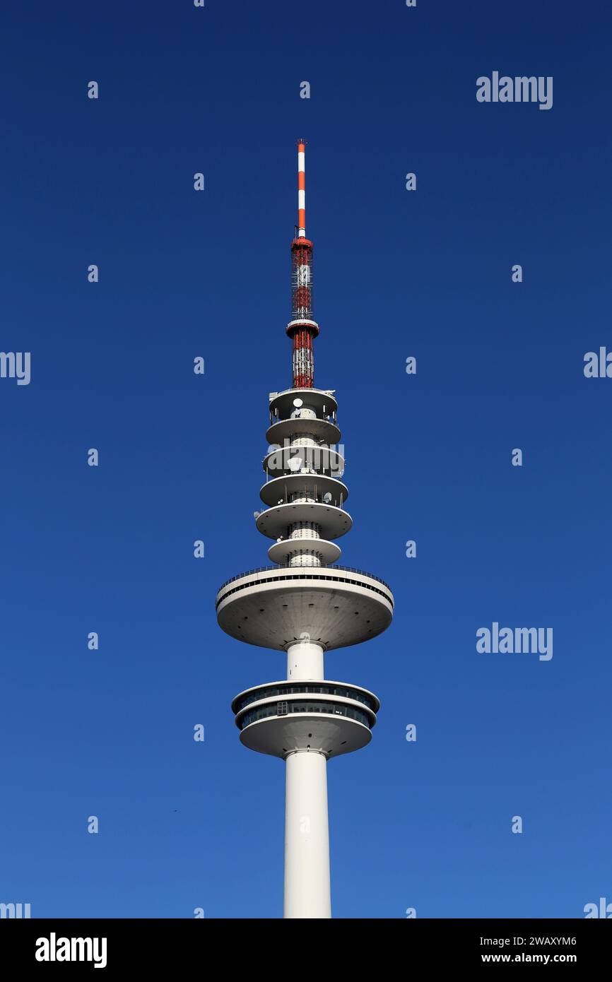 Hamburg, Germany - 21. April 2019: The television tower of Hamburg at the exhibition halls. Stock Photo