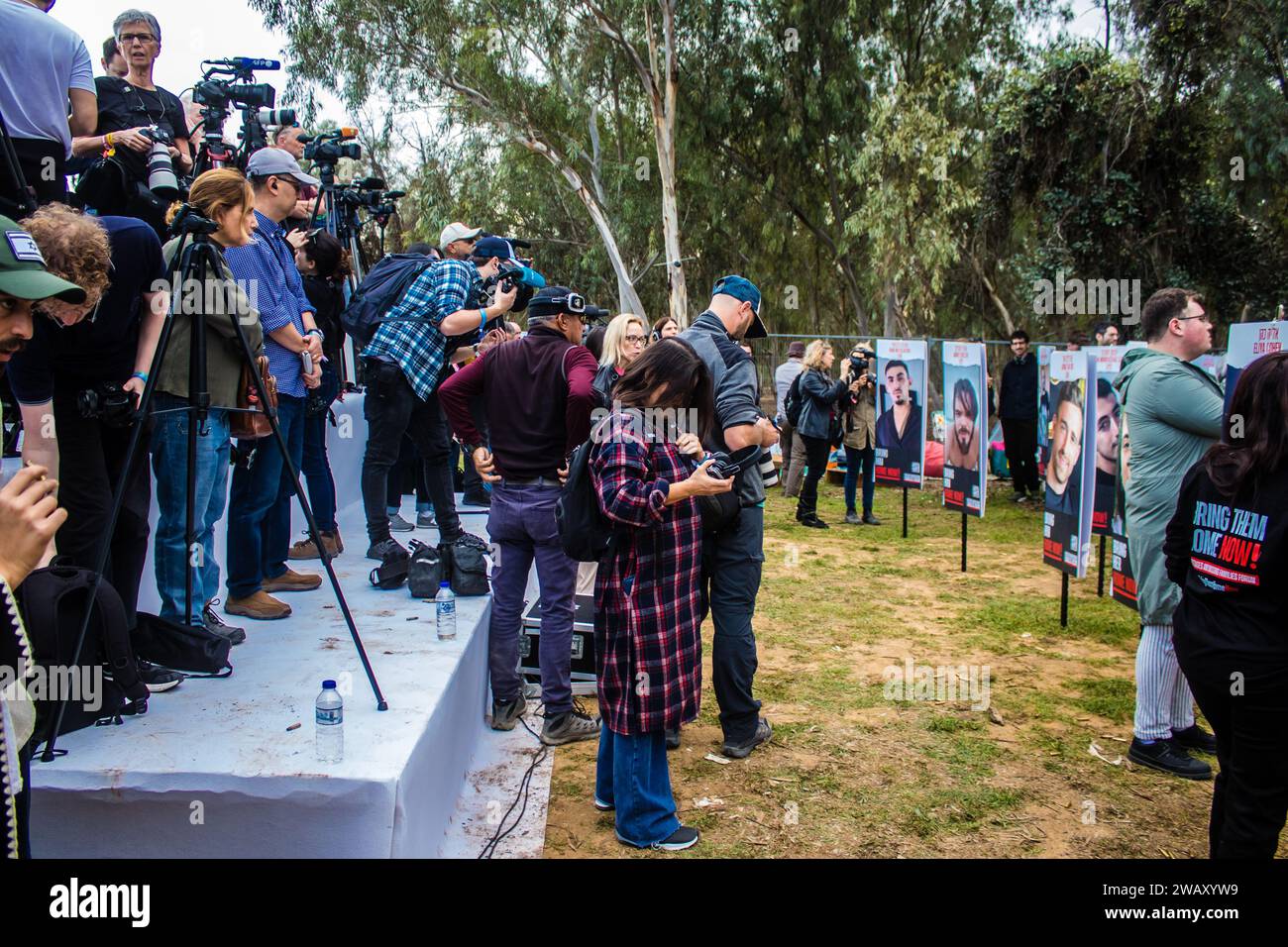 Re'im, Israel January 5, 2024 Journalists attend the conference on