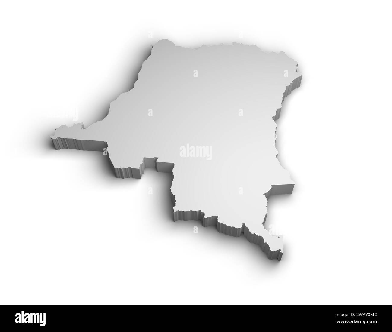 3d Democratic Republic of the Congo map illustration white background ...