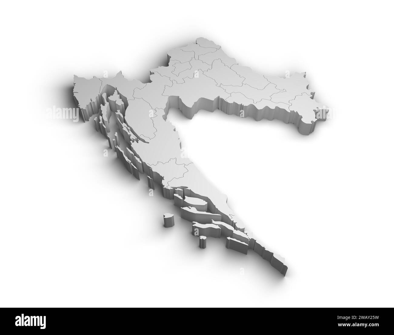 3d Croatia map illustration white background isolate Stock Photo - Alamy