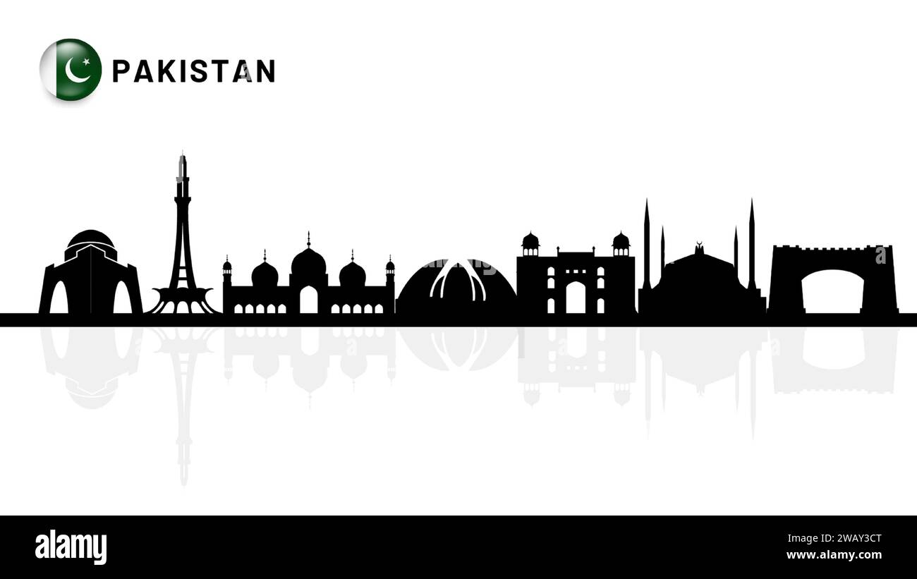 pakistan skyline, Pakistan cityscape, Pakistan skyscraper buildings vector silhouette. vector illustrator. Stock Vector