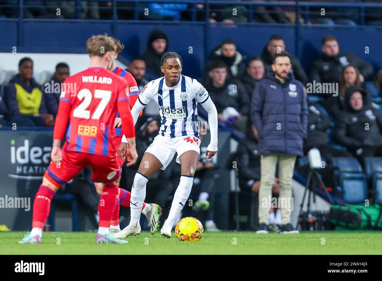 West Bromwich, UK. 07th Jan, 2024. West Bromwich Albion's Akeel Higgins on the ball during the Emirates FA Cup match between West Bromwich Albion and Aldershot Town at The Hawthorns, West Bromwich, England on 7 January 2024. Photo by Stuart Leggett. Editorial use only, license required for commercial use. No use in betting, games or a single club/league/player publications. Credit: UK Sports Pics Ltd/Alamy Live News Stock Photo