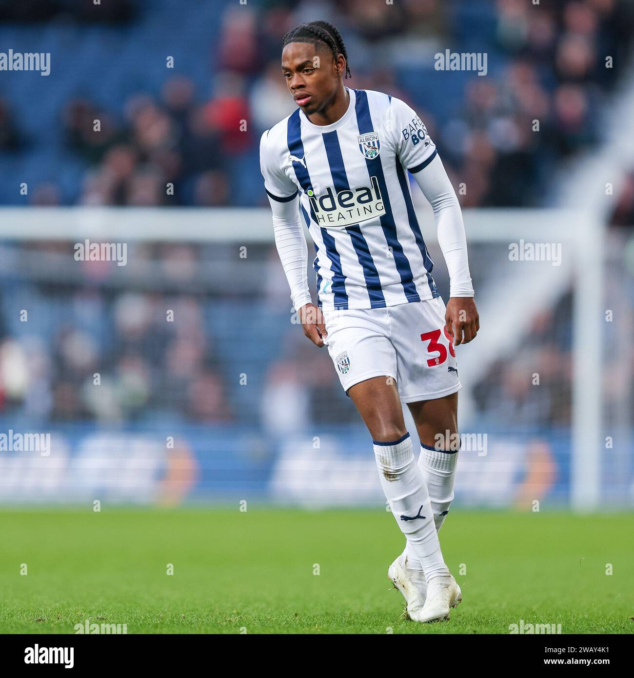 West Bromwich, UK. 07th Jan, 2024. West Bromwich Albion's Akeel Higgins during the Emirates FA Cup match between West Bromwich Albion and Aldershot Town at The Hawthorns, West Bromwich, England on 7 January 2024. Photo by Stuart Leggett. Editorial use only, license required for commercial use. No use in betting, games or a single club/league/player publications. Credit: UK Sports Pics Ltd/Alamy Live News Stock Photo