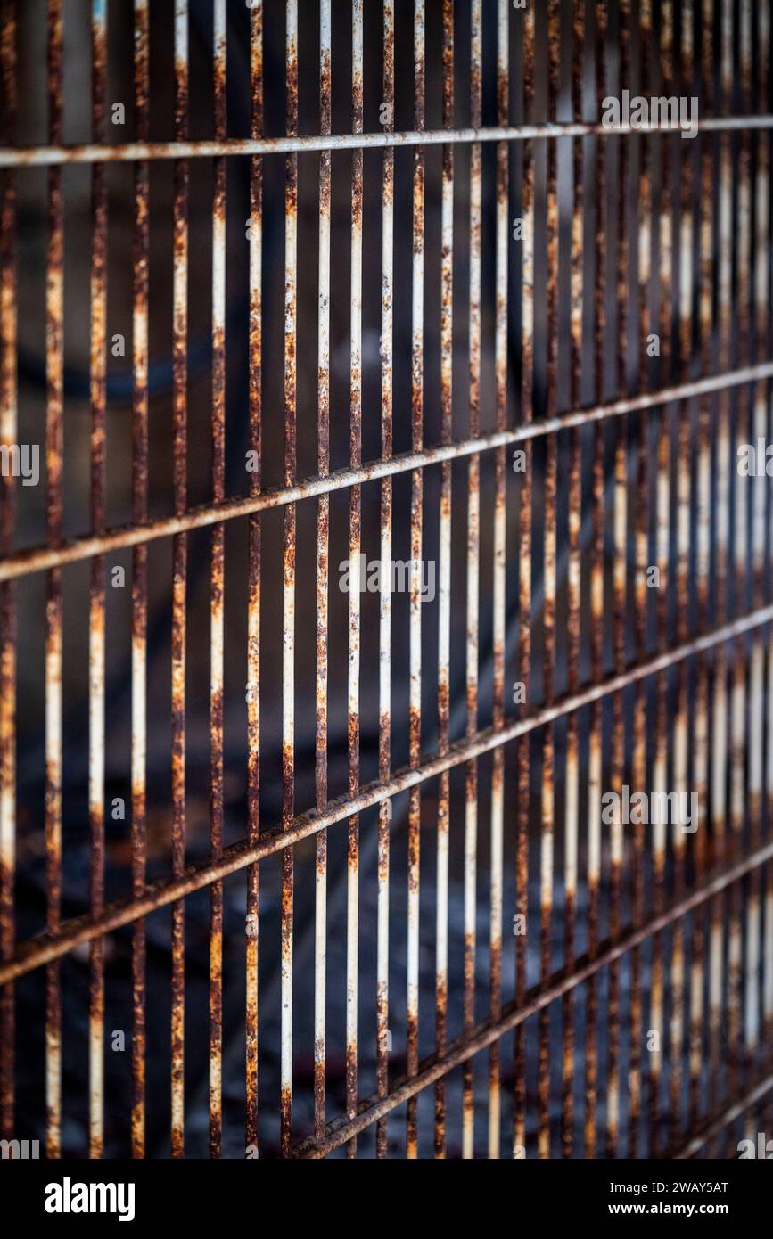 Rusty metal fence Stock Photo