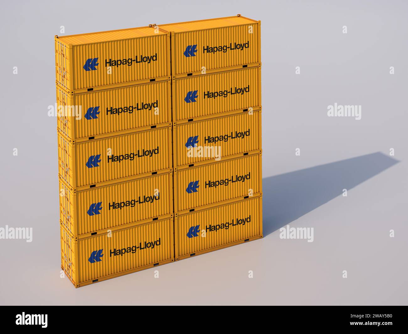 Stacked Containers of one of the five largest container shipping