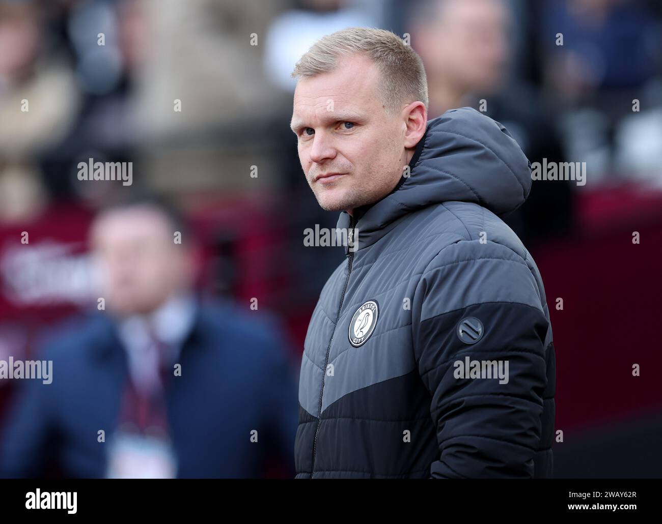 London, UK. 7th Jan, 2024. Liam Manning, Manager of Bristol City United during the The FA Cup match at the London Stadium, London. Picture credit should read: Paul Terry/Sportimage Credit: Sportimage Ltd/Alamy Live News Stock Photo