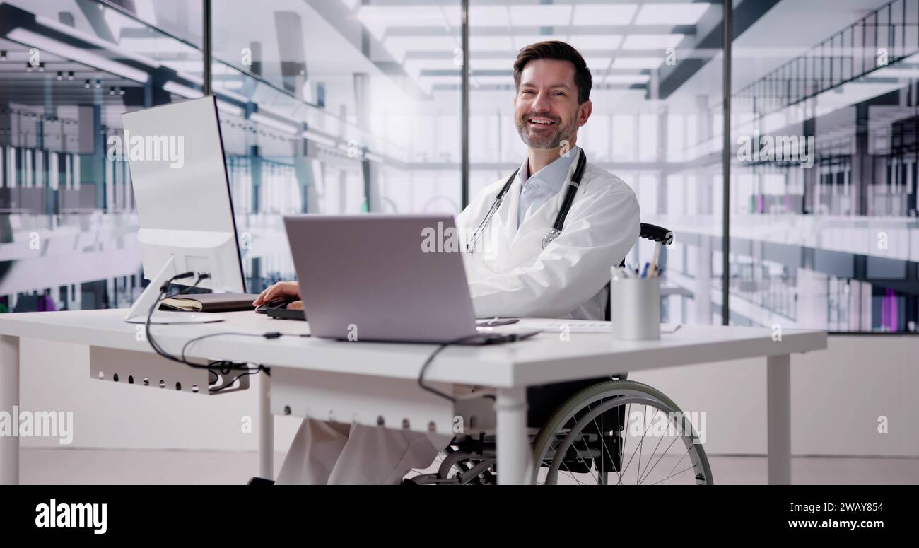 Doctor Video Conference Call. Elearning Webinar On Computer Stock Photo