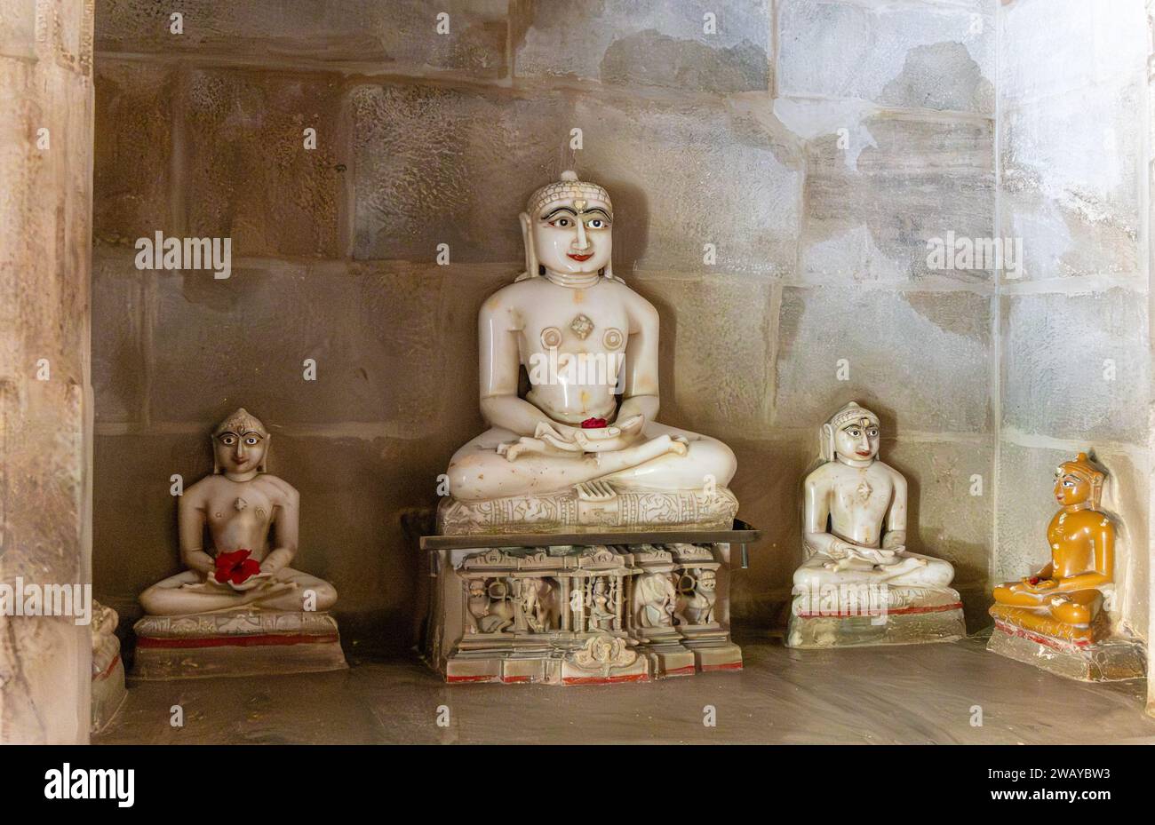 jain holy god statue at jain temple from flat angle image is taken at ranakpur jain temple