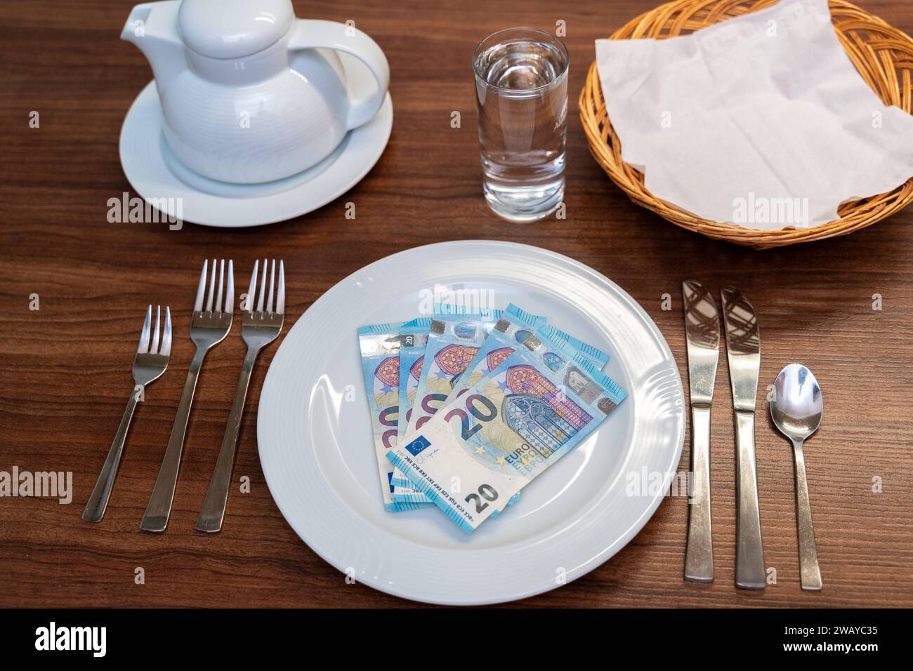 Bavaria, Germany January 6, 2024 Cost of food and gastronomy concept